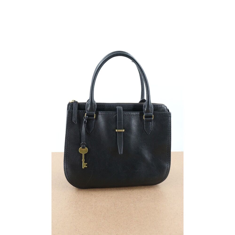 FOSSIL Ryder Satchel Black Leather Business Shoulder Crossbody HandBag
